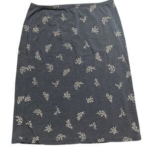 Carole Little Pull-On Skirt Women's Medium Gray with Cream Floral Print